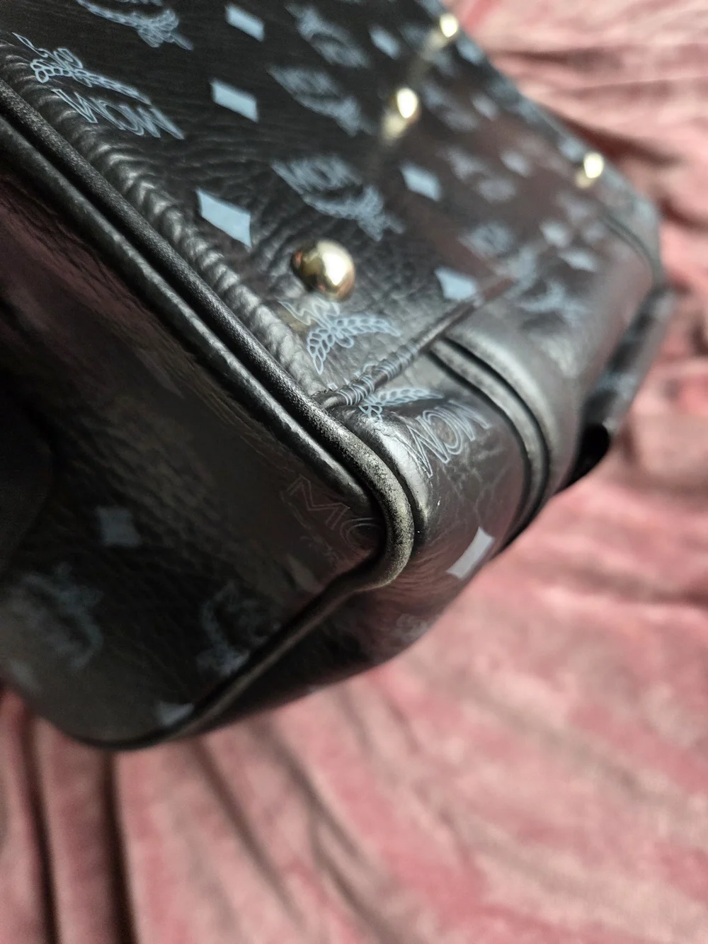 Authentic MCM Visetos Black Boston Bag